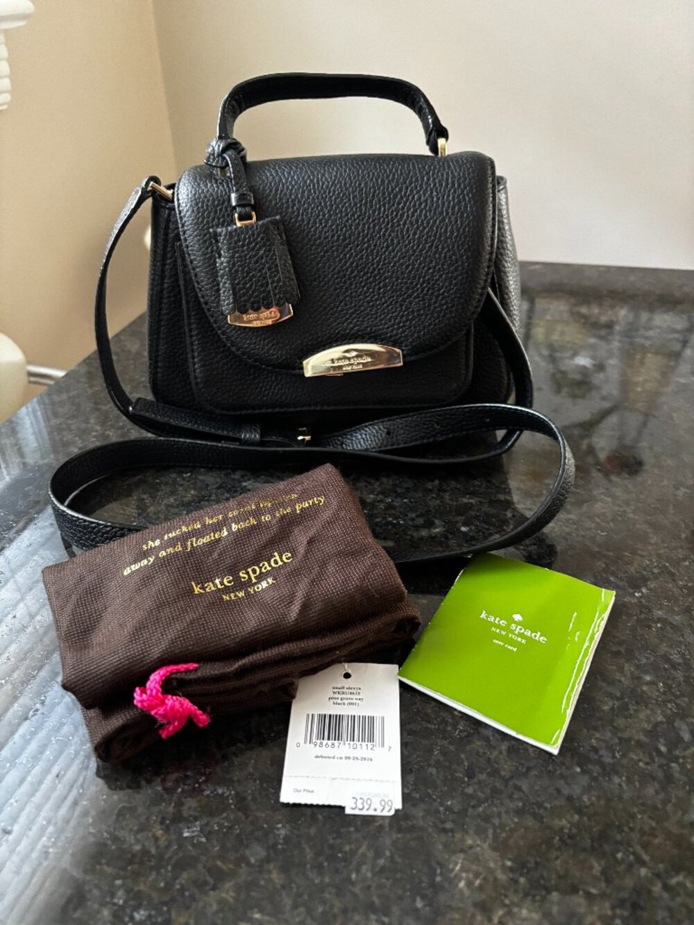 Kate Spade Small Alexya Black, gently used with tags and Dust bag